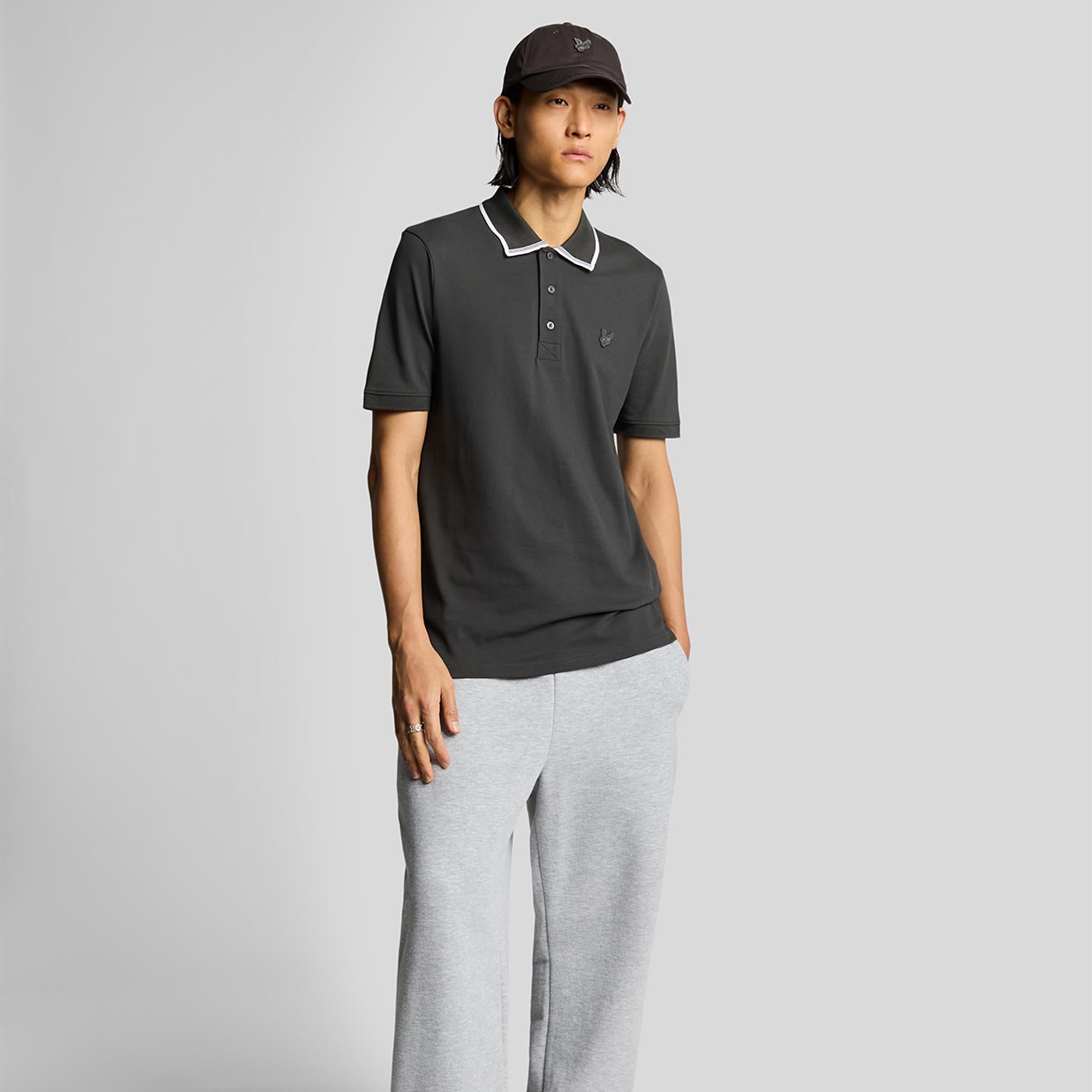 Lyle & Scott Tipped Superfine Polo Shirt Gunmetal